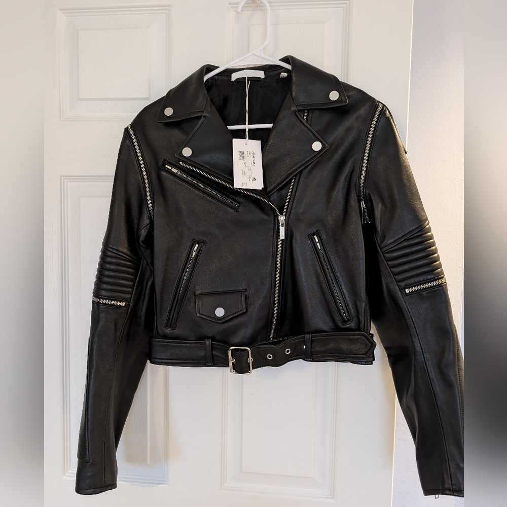 Helmut Lang Astro Biker Black Leather Jacket Size Small